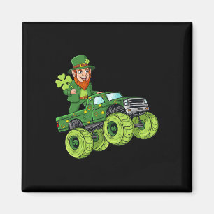 St Patricks Day Leprechaun Monster Truck Lucky Boy Magnet