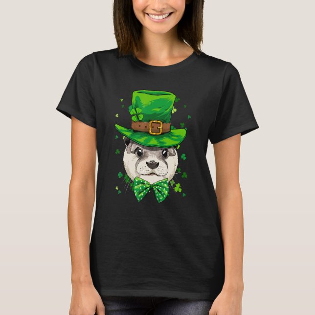 St Patrick's Day Leprechaun Otter Shamrock Otter   T-Shirt (Front)