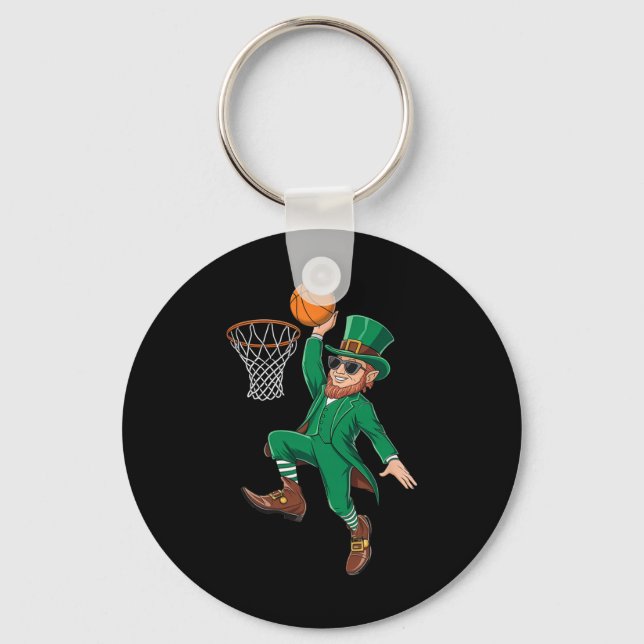 St. Patricks Day Leprechaun Playing Sketll Player  Keychain (Front)