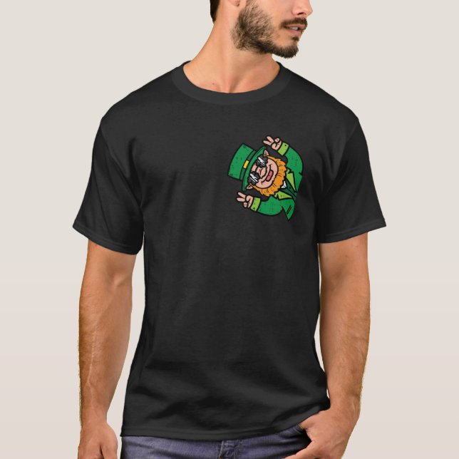 St Patricks Day Leprechaun Pocket Saint Paddys Pat T-Shirt (Front)