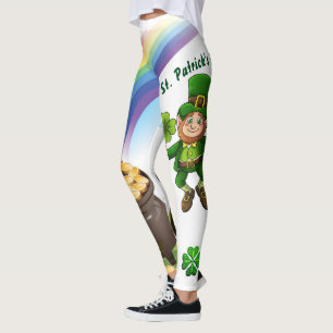 St. Patrick's Day Leprechaun Rainbow Pot of Gold Leggings