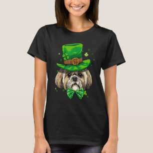 St Patrick's Day Leprechaun Shamrock Shih Tzu Iris T-Shirt
