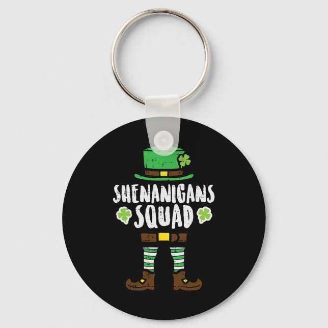 St Patricks Day Leprechaun Shenanigans Squad Men W Keychain (Front)