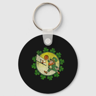 St Patricks Day Leprechaun Sketll Lucky Keychain