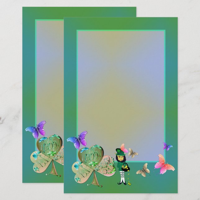 St. Patrick's Day Leprechaun Stationery (Front/Back)