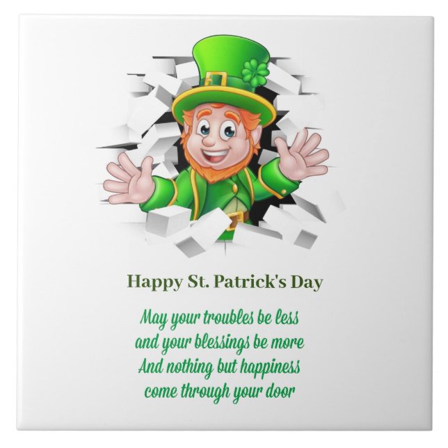 St. Patrick's day leprechaun  Tile (Front)
