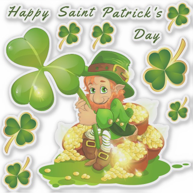 St. Patrick's Day Leprechaun Transparent Stickers (Front)