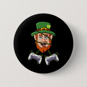 St Patricks Day Leprechaun Video Game Controllers  2 Inch Round Button