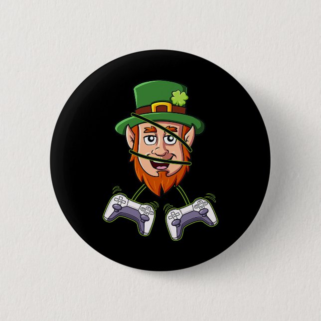 St Patricks Day Leprechaun Video Game Controllers  2 Inch Round Button (Front)