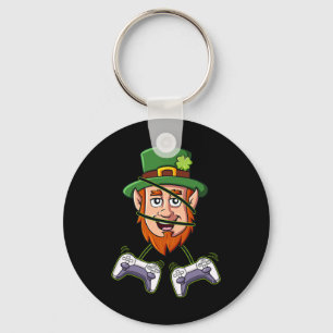 St Patricks Day Leprechaun Video Game Controllers Keychain