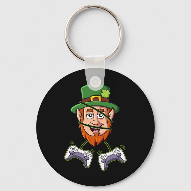 St Patricks Day Leprechaun Video Game Controllers  Keychain (Front)