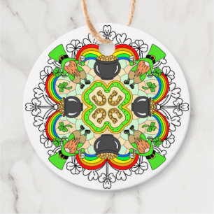 St Patrick's Day Leprechauns Mandala Favour Tags