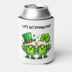 St. Patrick's Day Let's get shamrocked green beer Can Cooler
