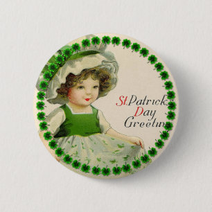 St Patrick's Day Little Irish Girl 2 Inch Round Button