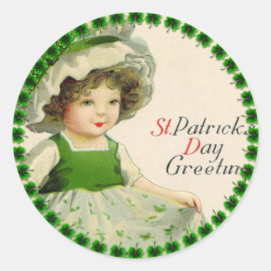 St Patrick's Day Little Irish Girl Classic Round Sticker