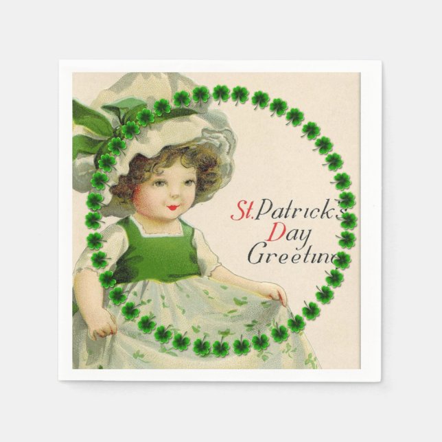 St Patrick's Day Little Irish Girl Napkin (Front)