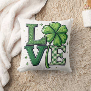 St. Patrick's Day Love Clipart Clower Throw Pillow
