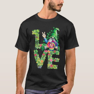 St Patricks Day Love Gnome Love Shamrock Clover Bo T-Shirt