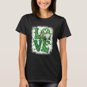 St Patrick's Day Love Gnomes Shamrock Leopard Iris T-Shirt
