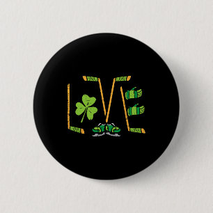 St Patricks Day Love Ice Hockey Saint Paddys Men B 2 Inch Round Button