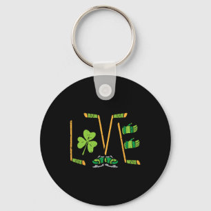 St Patricks Day Love Ice Hockey Saint Paddys Men B Keychain