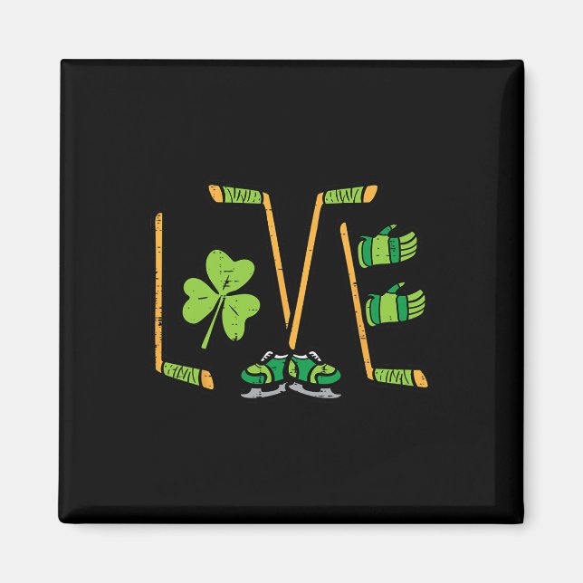St Patricks Day Love Ice Hockey Saint Paddys Men B Magnet (Front)