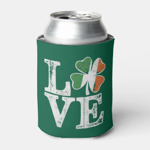 St Patricks Day Love Lucky Irish Shamrock Green Can Cooler