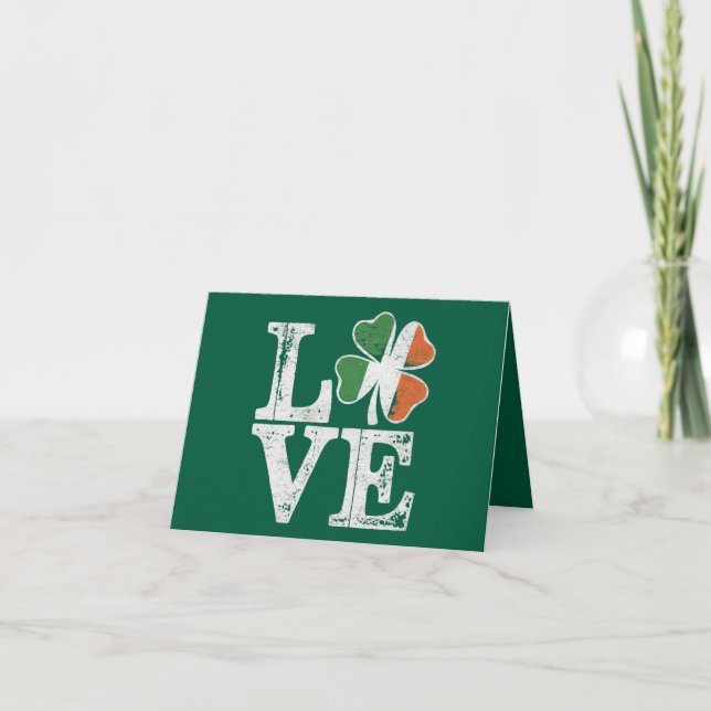 St Patricks Day Love Lucky Irish Shamrock Green  Card (Front)