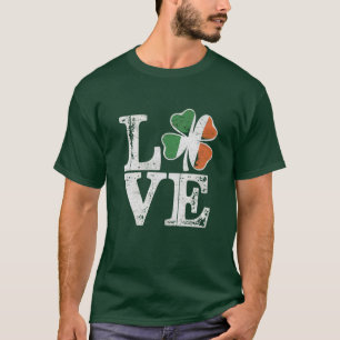 St Patricks Day Love Lucky Irish Shamrock Green  T-Shirt