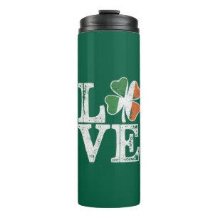 St Patricks Day Love Lucky Irish Shamrock Green Thermal Tumbler
