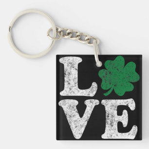 St Patrick's Day LOVE Shamrock Irish Keychain