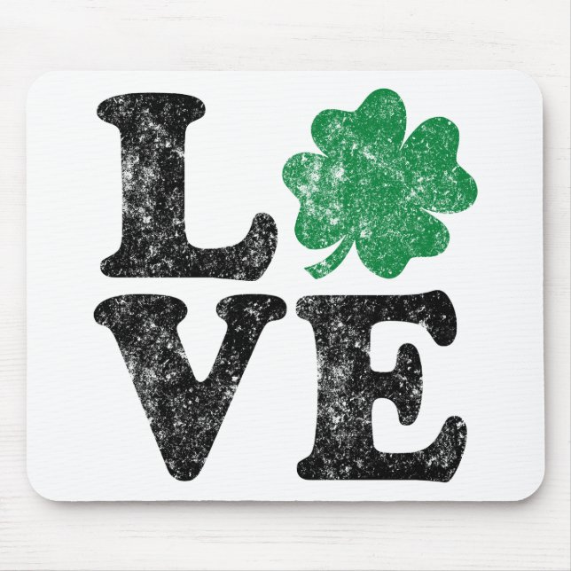 St Patrick's Day LOVE Shamrock Irish Mouse Pad (Front)