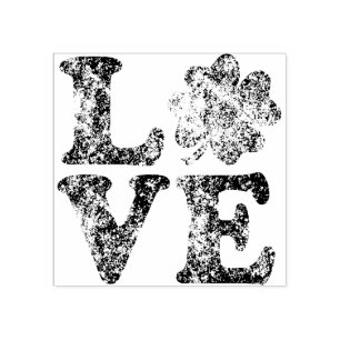 St Patrick's Day LOVE Shamrock Irish Rubber Stamp