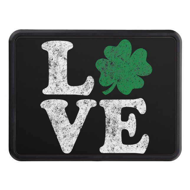 St Patrick's Day LOVE Shamrock Irish Trailer Hitch Cover (Front)