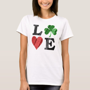 St. Patrick's Day LOVE with Heart and Shamrock T-Shirt