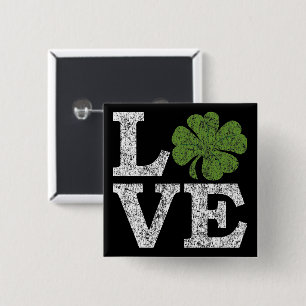 St Patricks Day LOVE with shamrock 2 Inch Square Button