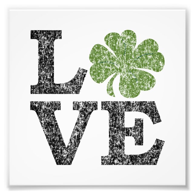 St Patricks Day LOVE with shamrock Photo Print (Front)