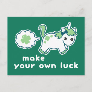 St Patrick's Day Luck Farting Unicorn Postcard