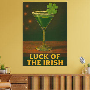 St. Patrick's Day Luck Of The Irish Clover Martini Canvas Print