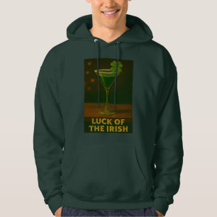 St. Patrick's Day Luck Of The Irish Clover Martini Hoodie