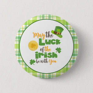 St Patrick's Day Luck of the Irish Plaid 2 Inch Round Button
