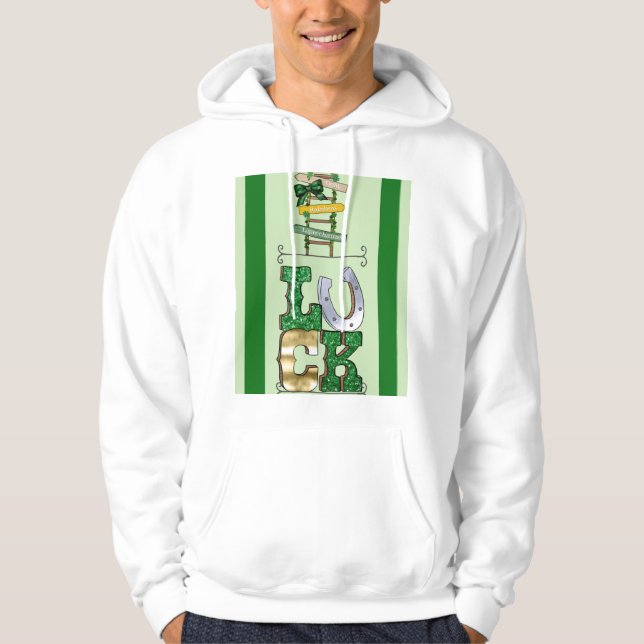 St. Patricks Day "LUCK" Tee Shirt Hooded for Men (Front)