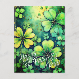 St. Patrick's Day Luck - Watercolor Shamrocks 🍀✨ Holiday Postcard