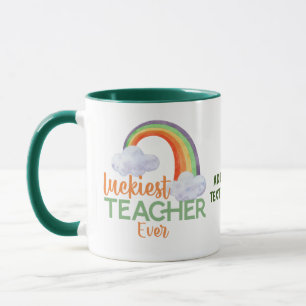 St Patrick's Day Luckiest Teacher Ever Rainbow Mug