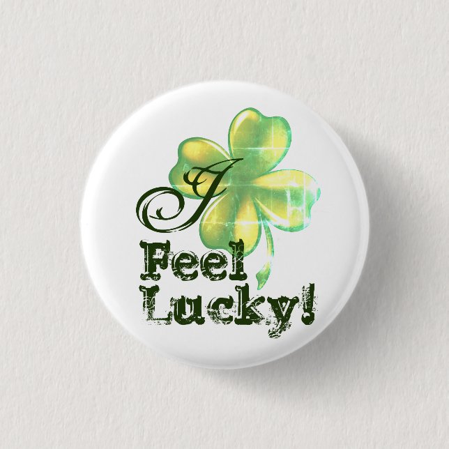 St. Patrick's Day  Lucky Charm 4 Leaf Clover 1 Inch Round Button (Front)