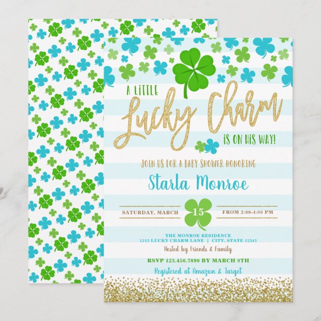 St Patrick's Day Lucky Charm Baby Shower Invitation (Front/Back)