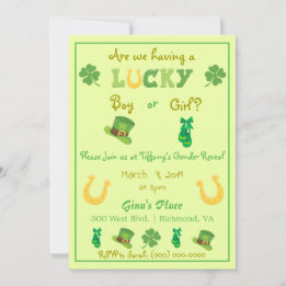 St Patrick's Day Lucky Clover Gender Reveal Invitation