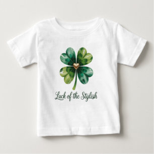 St. Patrick's Day Lucky Clover Gold Heart Green T- Baby T-Shirt