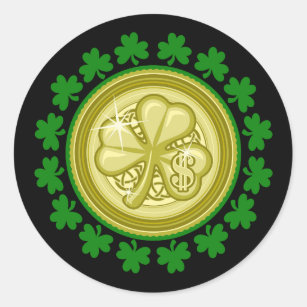 St Patrick's Day Lucky Coin Graphic Classic Round Sticker