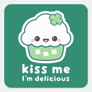St Patrick's Day Lucky Cupcake Square Sticker